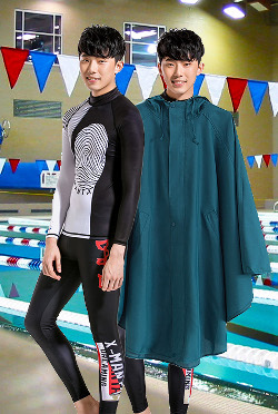 twins swim in clothes